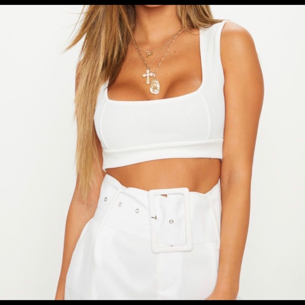 PrettyLittleThing White Bandage Crop Top